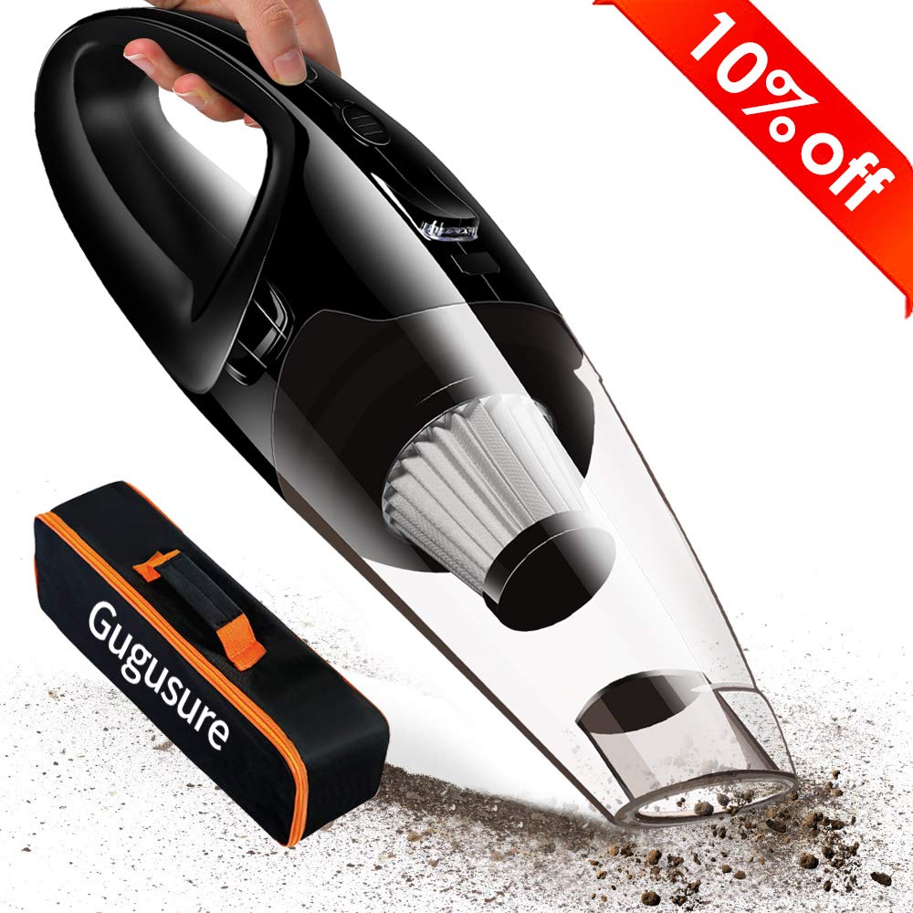 Gugusure Car Vacuum Cleaner High Power, 5000PA Portable Auto Vacuum Cleaner for Cars w/Led Light, 120W 12V Mini Handheld Vacuum for Car Interior Cleaning, Carry Bag/Stainless Filter/16.4ft Long Cord