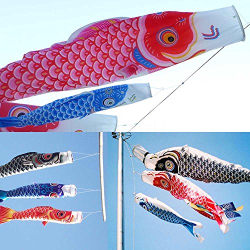 Koi Fish Windsock Flag Kite Koinobori Home Outdoors Hanging Decoration Unique Garden Streamer Flags 28inch 70cm Random Color 2Pc