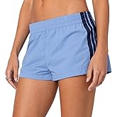 NUFIWI Women Striped Athletic Shorts Elastic Waist Wide Leg Track Shorts Casual Loose Workout Running Sweat Shorts