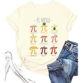 Pi Day Shirt Women Pi Menu Tops Pi Symbol Fruits T-Shirts Math Teacher Short Sleeve Shirt