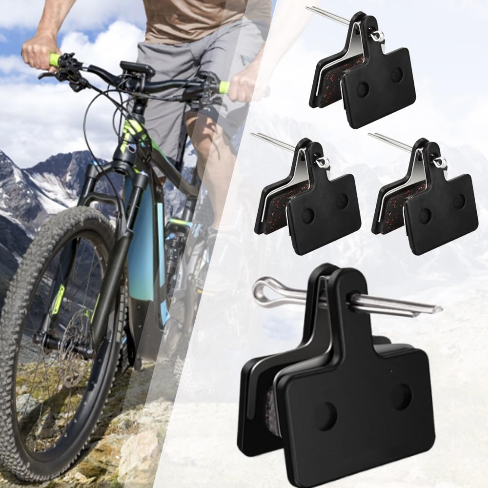 BUENTYA 4 Pairs Bicycle Brake Pads,Bicycle Disc Brake Pads Bicycle Brake Pads Set for M315 M355 M515 M515-LA-M M525 NexaveC501 C601 M375 M395 M415 M416 M446 M465 M475 M485(Black,Resin,Semi Metallic)