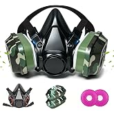 Reusable Half Face Cover Set, Half Face Respirator for DIY Painting, Resin | Black Respirator Kit for DIY Projects, Organic Vapors, Spraying, Sanding &amp;Cutting