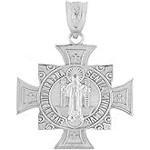 Claddagh Gold 925 Sterling Silver Saint Benedict Maltese Cross Religious Charm Pendant (1.06")