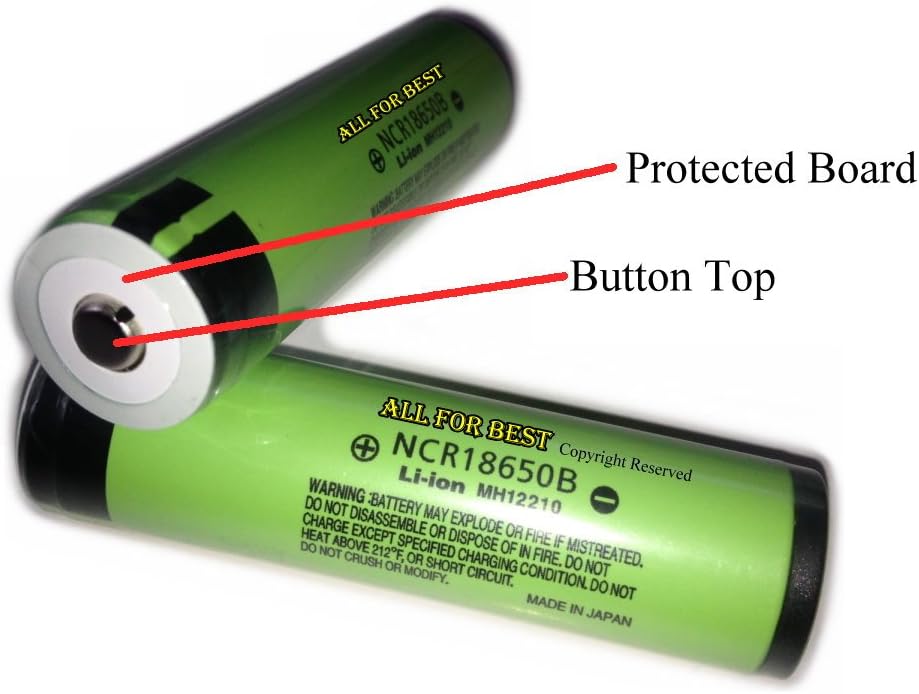 2 Authentic NCR18650B/ Button Top/Protected Board/ 3400mAh/18650-Battery/for Flashlight