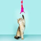 Cobee Cat Feather Toys Soft Wand Toy with Bell Pompom 80 cm Cat Teaser view 3