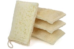YICOTA Eco Sponges 4 Pack Compostable Kitchen Sponges with Cotton Hanging Loop Natural Loofah and Cellulose Scourer Spong Bio