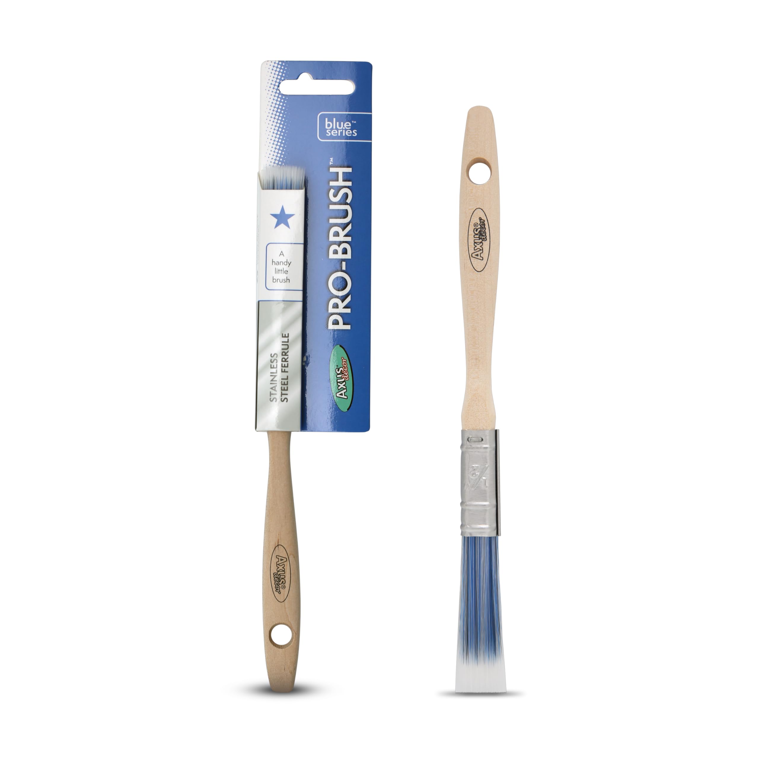 Axus Decor Pro Paint Brush (Blue Color) - 0.5"/12mm - For All Paints, Synthetic Filaments, Beavertail Handles, Rust-Resistant Stainless Steel, Compatible with Brushmate vapour boxes