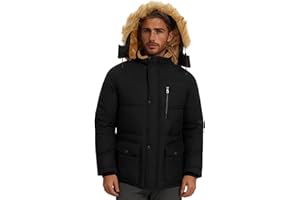 Winter Jacket for Men Warm Quilted Thicken Parka Jackets Windproof Snow Ski Coat with Fur Removable Hood