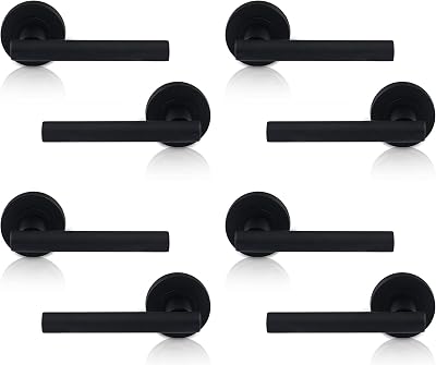 XFORT Matt Black Liberty Lever Rose Door Handles 4 Pack Internal Wooden Door Set