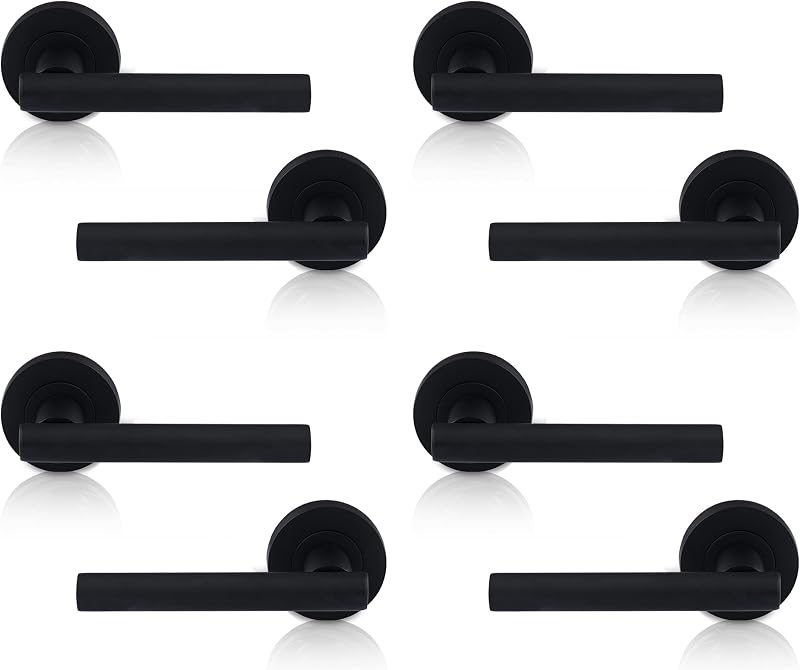 XFORT Matt Black Liberty Lever Rose Door Handles 4 Pack Internal Wooden Door Set