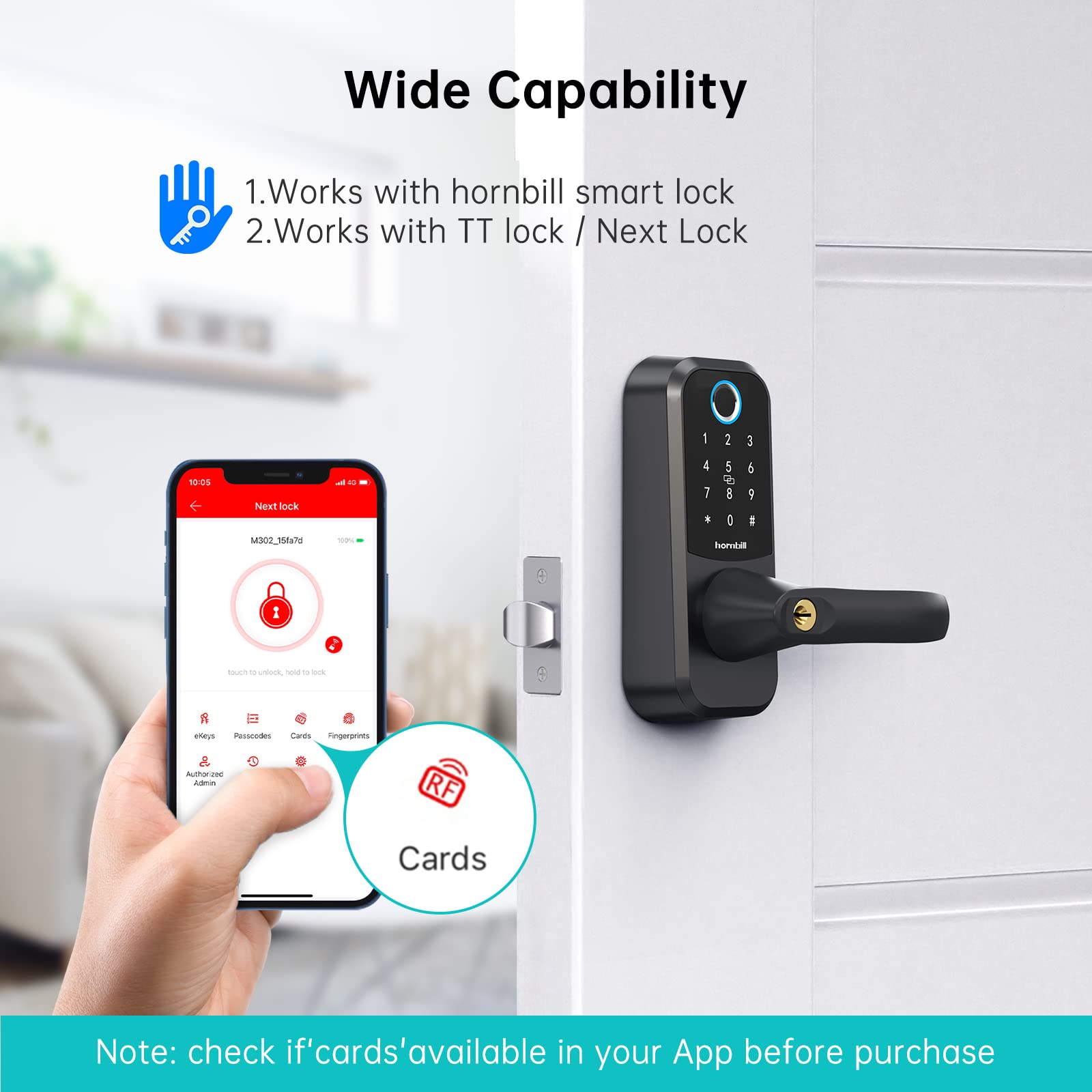 Hornbill IC Cards for Smart Door Lock, Key Fobs Works with Smart Locks, Addable IC Cards for Keyless Entry Door Lock - 3pcs