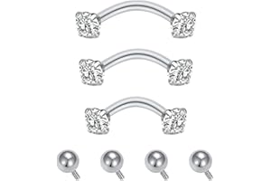 QWALIT Rook Piercing Jewelry Rook Earrings Internally Threaded Eyebrow Piercing Jewelry Eyebrow Rings Eyebrow Piercing Surgic