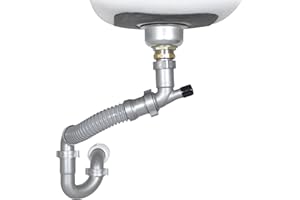 COFLEX Snappy Trap Single Kitchen Sink Drain Kit, 1-1/2" with Flexible P-Trap, All-in-One Drain Kit for Single Bowl Kitchen Sinks, Universal Compatibility, No-Tool Easy Installation (DK-100 Silver)