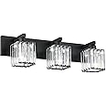 Aipsun Black Vanity Light Bathroom Lighting Fixtures 3 Light Crystal Modern Bathroom Vanity Light (Exclude Bulb)