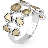 925 Sterling Silver Ring, Genuine Polki Diamond Ring, Plain Slice Blue Diamond, Boho Jewelry Birthday Promise Victorian Wedding Handmade Ring | Gift for Women