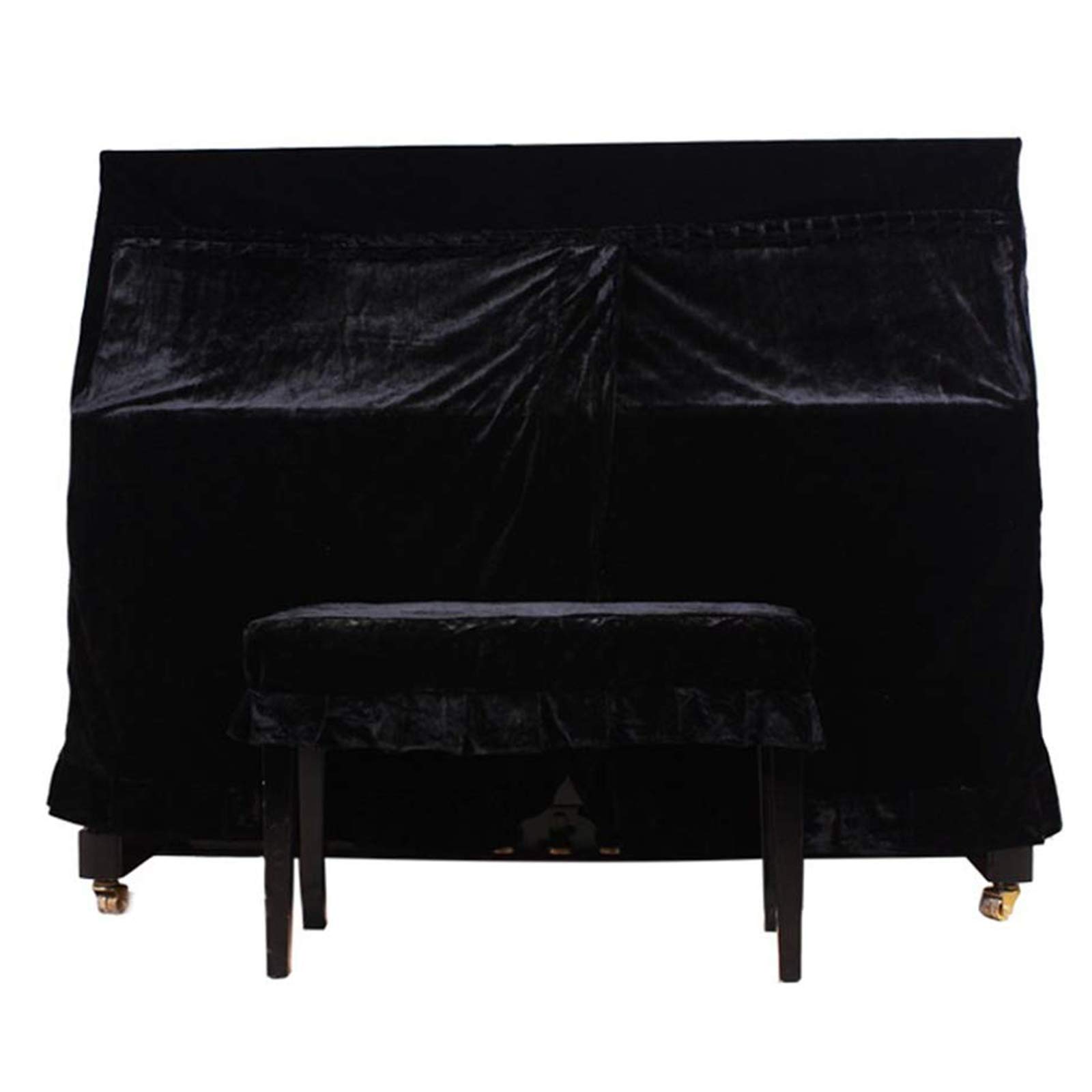 Photo 1 of Monkeysell Full Piano Cover Cloth Art More pleuche Decorated with Macrame for Universal Upright Vertical Piano Upright piano universal 118-131 (black)?not include chair cover?