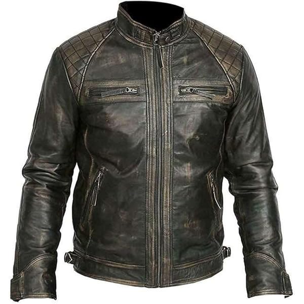 RSH LeatherCraft Distressed Goatskin Leather Biker Vintage Style