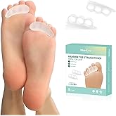 Welnove Hammer Toe Straightener Toe Corrector for Women - 8 Pcs Hammer Toe Cushion Pads for Bent, Crooked, Curled, Claw, and Hammer Toes - Soft Support and Realignment(Clear, 3 Loop Design)