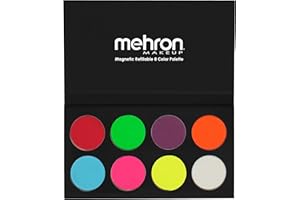 Mehron Makeup Paradise FX Neon UV Glow 8 Color Palette | Magnetic Refillable Special Effects Paint Palette | Professional Water Activated Paint for Raves, Costumes, SFX, Halloween, & Cosplay