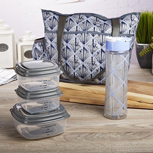 Fit & Fresh Pleasantview Lunch Kit with BPA-free Food Containers and Water Bottle, Lavender Shell Diamond