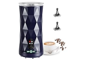 DPJO Milk Frother, 4-in-1 Electric Frother for Coffee, Non-Slip Stylish Design, Auto Shut-Off, Silent Operation, Hot & Cold Milk Steamer with Temperature Control, for Cappuccino, Latte (Blue)