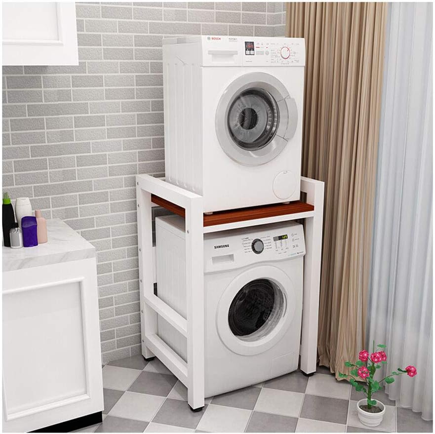 QSJZ Kitchen Storage Shelf Double-layer Washing Machine Rack Dryer Dishwasher 2 Stacking Shelves Bathroom Space Saver organisation (color : E)