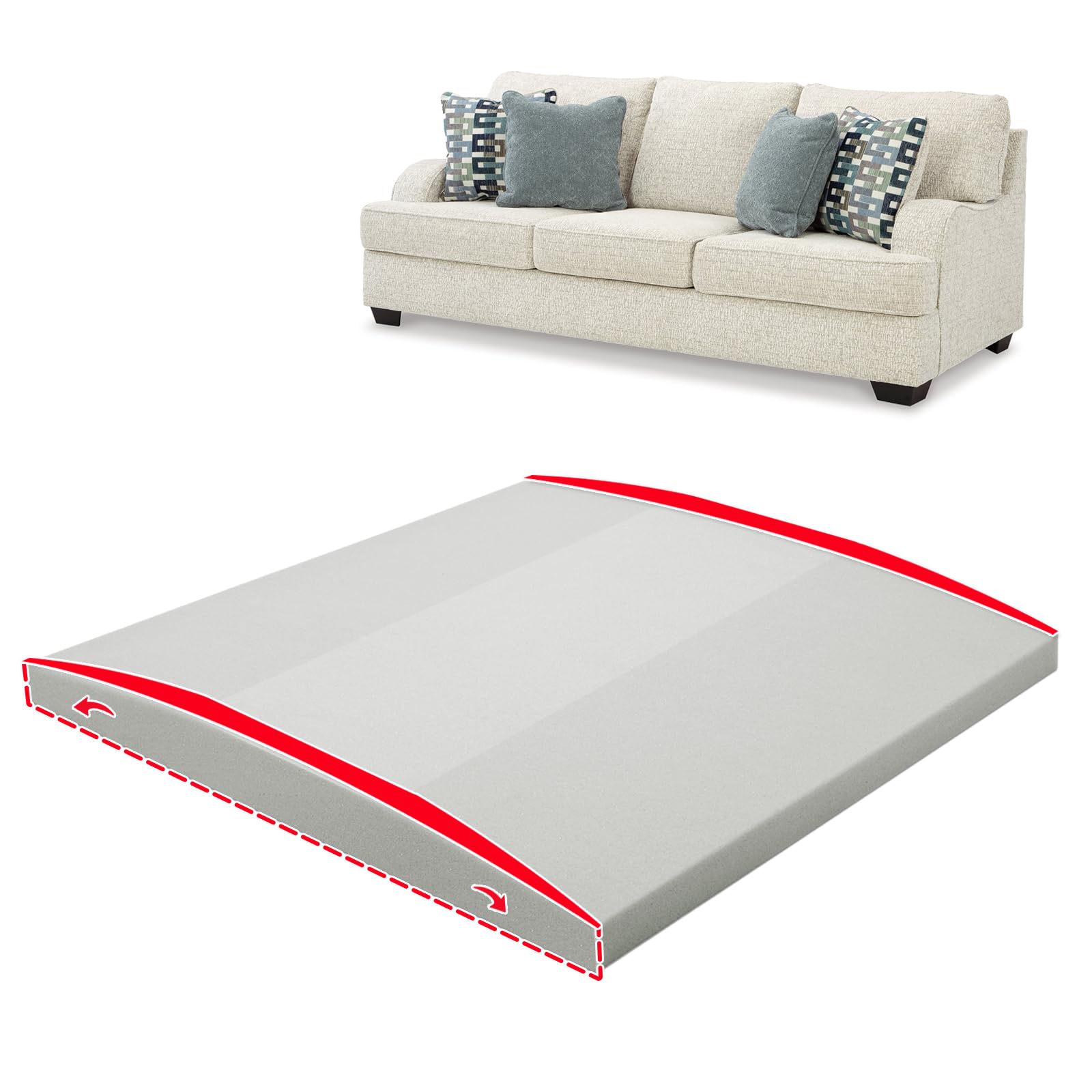 baibu 55 x 55cm Sofa Couch Cushion Support for Sagging Seat Trapezoidal Furniture Seat Under Cushion Sag Repair,1Pack