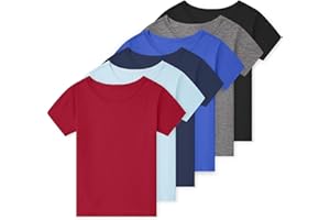 Mocolerno 6 Pack Boys Shirts Cotton Short Sleeve Shirts for Boys Kids T Shirts Clothes Youth Summer Tops for Toddler(2T-14Y)