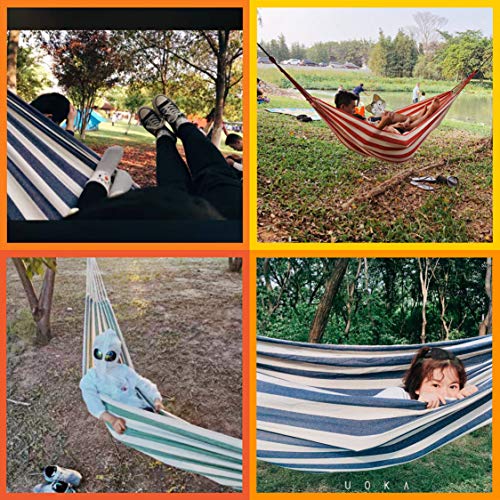 Elife 2-Person Hammock Brazilian-Style Thickened Canvas Double 80x60 inch Support for 550 lbs Bed w/Portable Carrying Bag - Blue