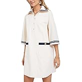 Kedera Women Short Sleeves Button Shift Dress V Neck Summer Tshirt Dress with Pockets