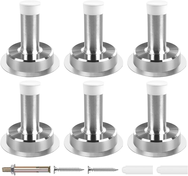 NORTHERN BROTHERS 5cm Chrome Door Stoppers Self Adhesive 6 Pack