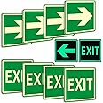 Ashoaza Exit Signs Glow in the Dark Exit Decals, 8 Pcs, (Cm 15x15), Emergency Exit Sign Sticker with Directional Arrow of Exit Light