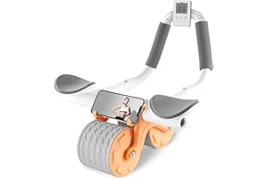 PQEERT 2024 New Ab Roller Wheel with Timer & Knee Mat,Automatic Rebound Abdominal Wheel with Elbow Support Ab Workout Equipment for Strengthening Core Muscles Abs Exercise Roller for Women Men