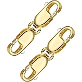 Bracelet Extender Gold Necklace Clasps and Closures 14K Gold Plated 925 Sterling Silver Double Lobster Clasp Double Claw Connector for DIY Jewelry Making（2pcs）