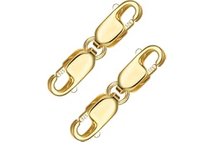 ALEXCRAFT Bracelet Extender Gold Necklace Clasps and Closures 14K Gold Plated 925 Sterling Silver Double Lobster Clasp Double Claw Connector for DIY Jewelry Making（2pcs）