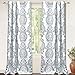 DriftAway Damask Curtains Dusty Blue Room Darkening Curtains 96 Inches Long Grommet Thermal Drapes for Living Room French Watercolor Farmhouse Medallion Pattern Unlined Window Treatments 2 Panels