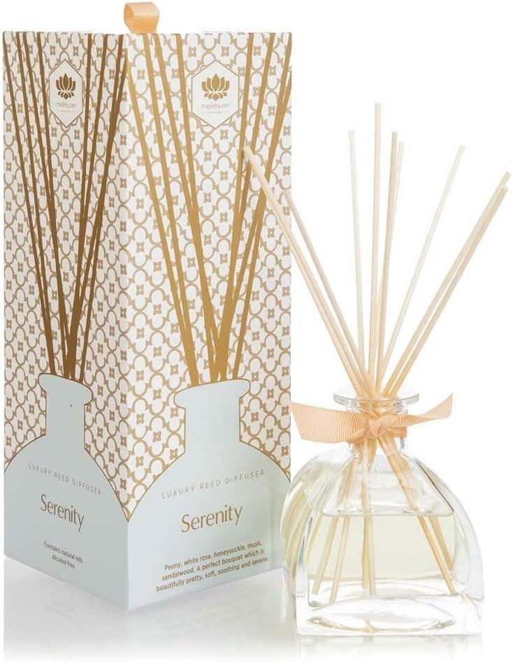 Reed Diffuser - SERENITY - Made by Zen - Makes a perfect gift! Peony, Rose, Honeysuckle, Musk,Sandlewood