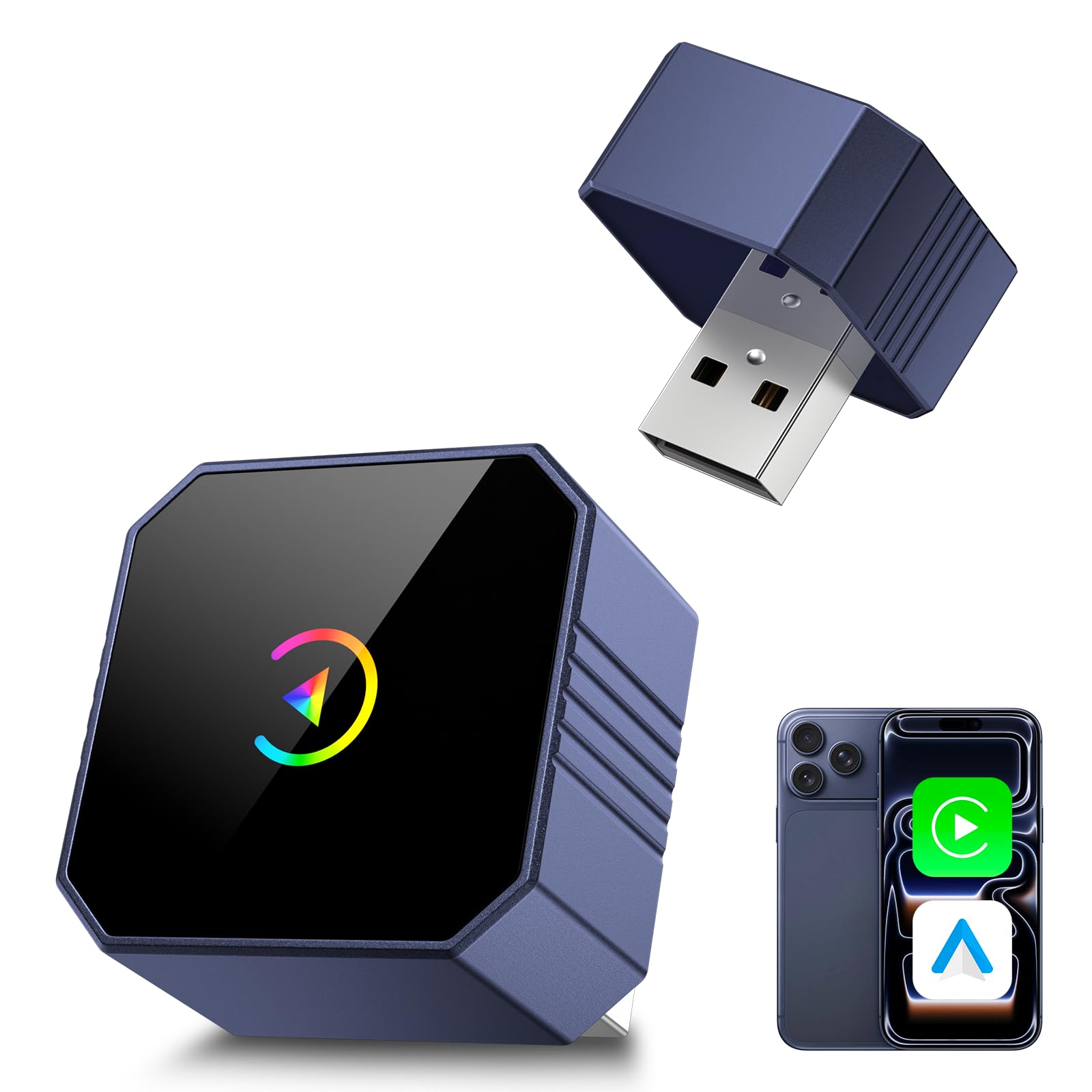 Photo 1 of 2026 Wireless CarPlay Adapter for iPhone & Android Auto, Mini Car Play Converts Wired CarPlay to Wireless, Plug & Play Auto-Connect, Stable Connection for iOS 10+ & Android 11+