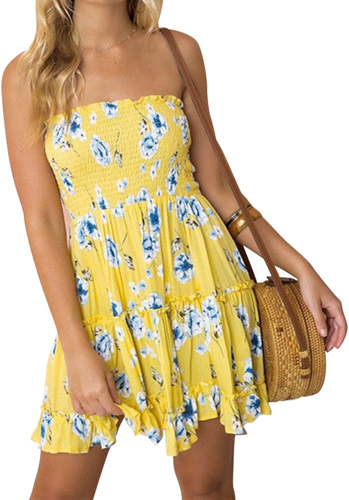 yellow short flowy dress