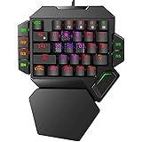 RGB One Handed Mechanical Gaming Keyboard,Colorful Backlit Professional Gaming Keyboard with Wrist Rest Support,USB Wired Sin