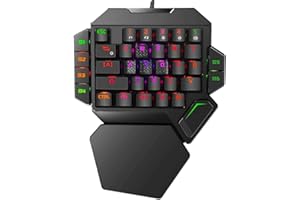 Cakce RGB One Handed Mechanical Gaming Keyboard,Colorful Backlit,Wrist Rest Support,Professional USB Wired Single Hand Mechan