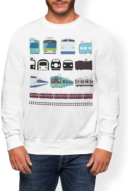 Amazon Co Jp Igsticker プリント トレーナー メンズ 長袖 スウェット 裏起毛 メンズ 2xl サイズ Size おしゃれ クルーネック 白 ホワイト 乗り物 電車 こども 服 ファッション小物