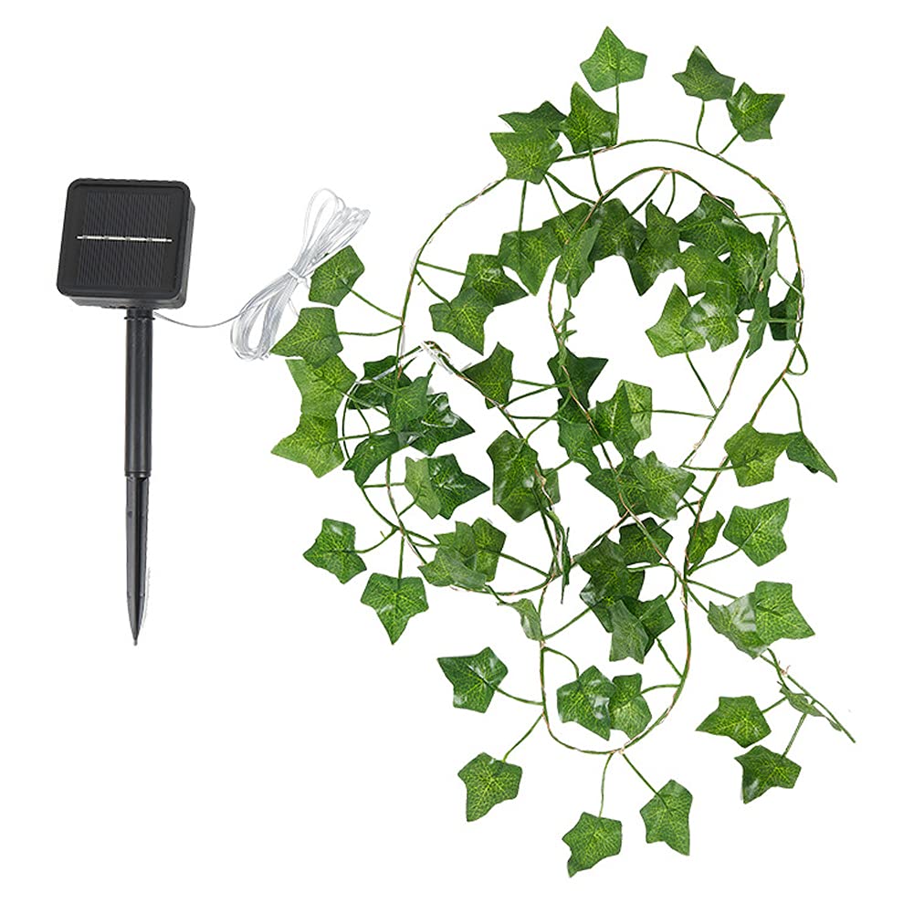 Toifucos Solar Ivy String Lights, 5M 50LEDs Artificial Maple Leaf String Lights Vine Hanging Garland Fairy Lights Ivy Vine String Light for Indoor Party Wedding Christmas Decor (Warm White)