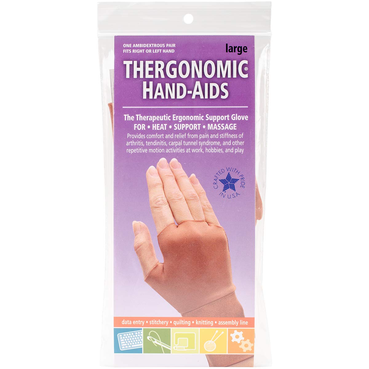 Source Marketing Edmunds Thergonomic Hand-Aids Support Gloves 1 Pair-Large, Other, Multicoloured