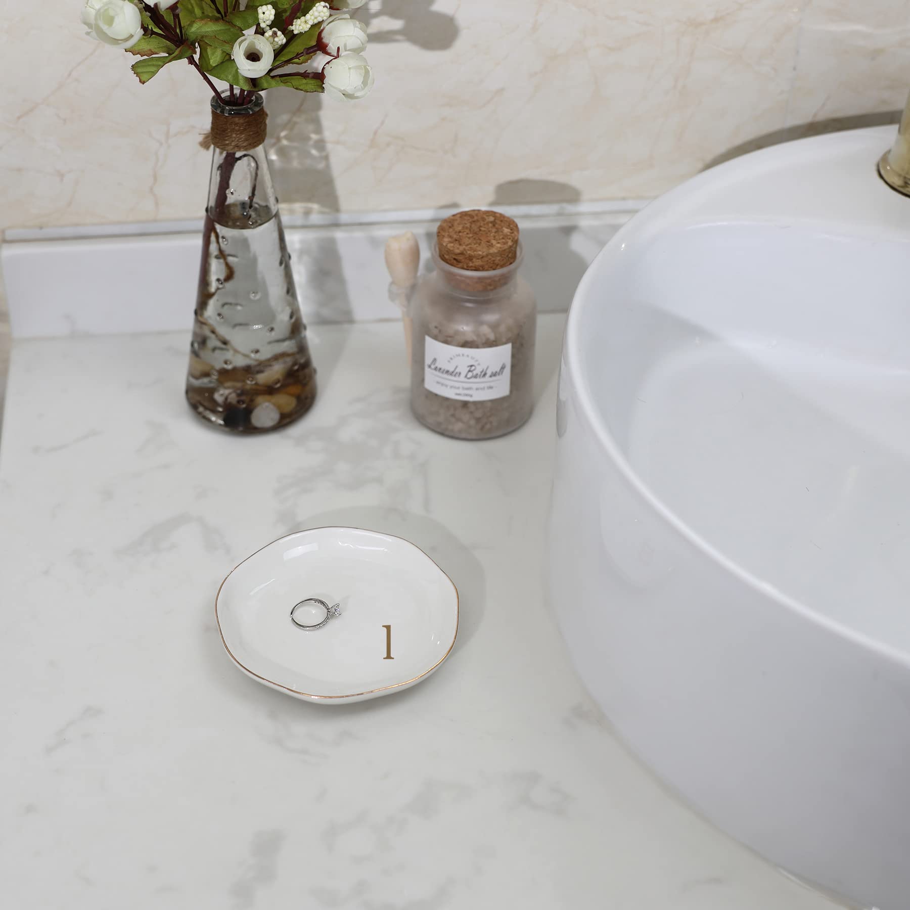 HOME SMILE Initials Ring Dsih Jewery Tray with