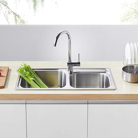 Kitchen Sink Double Slot Set Stainless Steel Thick Stainless