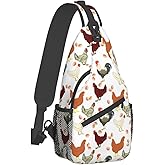 MEUUD Dog Paw Sling Bag for Women Men Chicken Crossbody Bags Sunflower Chest Bag Gothic Skull Daypack Shoulder Backpack (chicken)