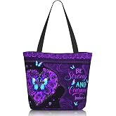 Yirasnezy Christian Gifts Reusable Shopping Tote Bag Zippered Inspirational Tote Bags for Women Bible Verse Shoulder Bag