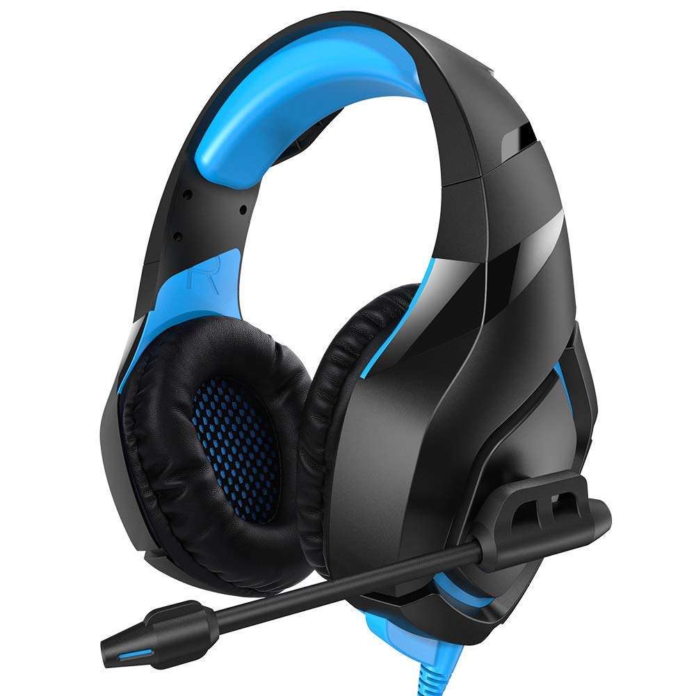 Gaming Headset as Xbox One Headset and PS4 Headset with Mic for Cell Phone PC(Camo Headset),Stereo 3.5mm Over Ear Headphones with Noise Canceling and Volume Control (blue)