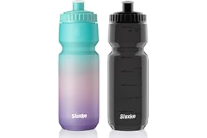 SLUXKE 24oz Bicycle Water Bottle 2Pack, 720ml Sports Squeeze Bottle BPA Free, Durable Fits Most Bike Cycling Cages